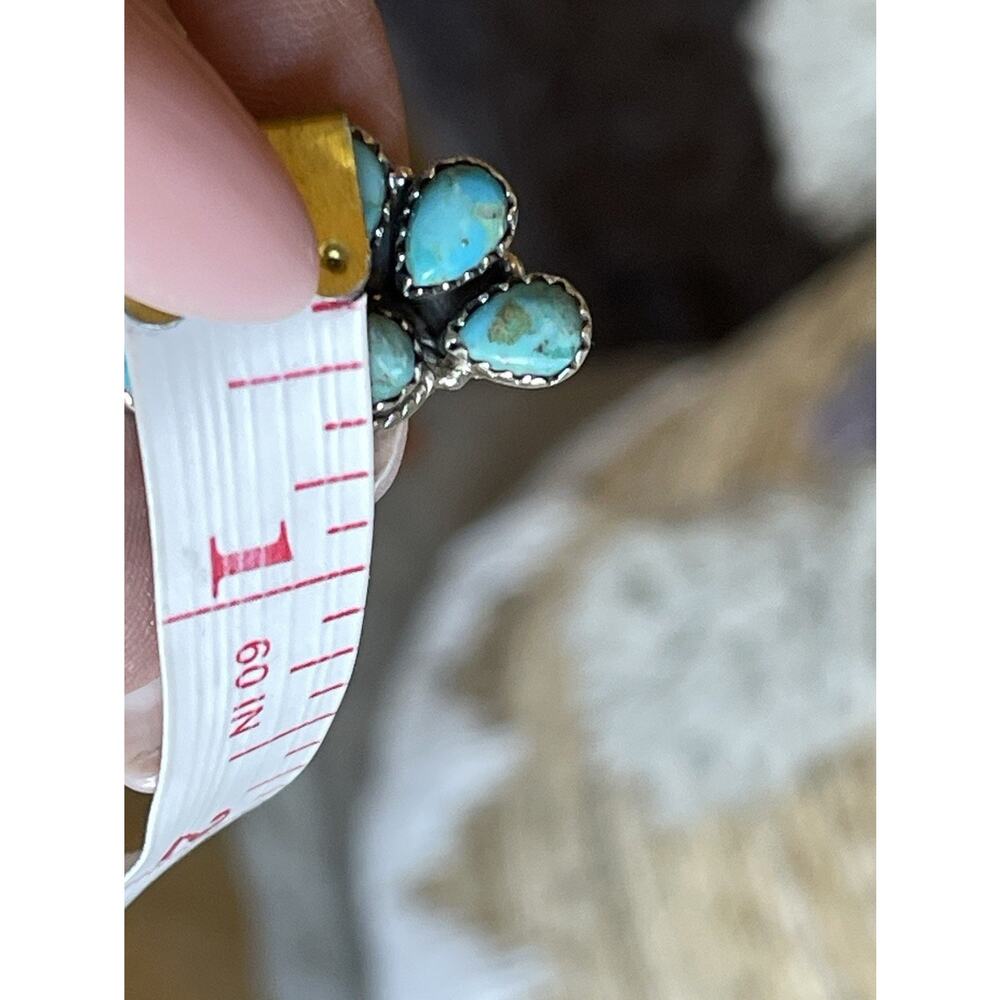 Turquoise Cluster Earrings Sterling Silver Southwestern Native Style Statement - Picture 6 of 11